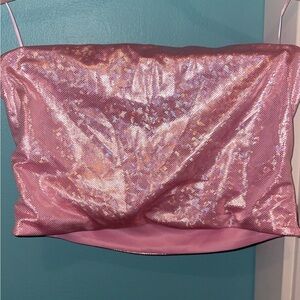Holographic Pink Cropped Tubetop